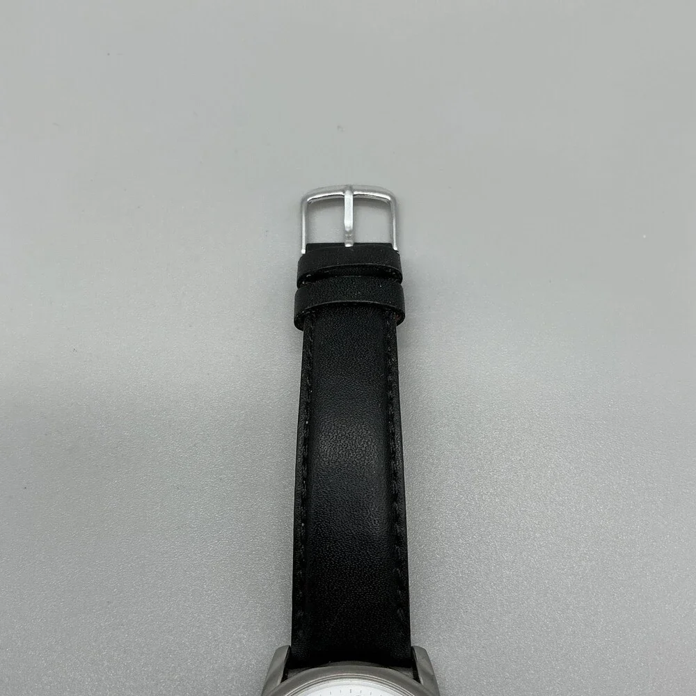 Timex Indiglo Mens Watch 35mm White Dial Black Leather Date New Battery